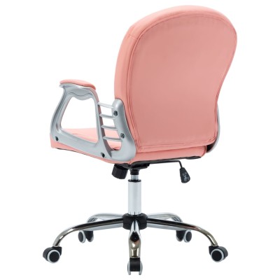 Silla de oficina giratoria de cuero sintético rosa