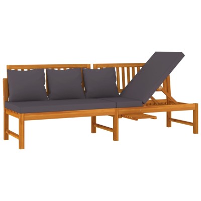 Sofá cama con cojín madera maciza acacia gris 200x60x75 cm