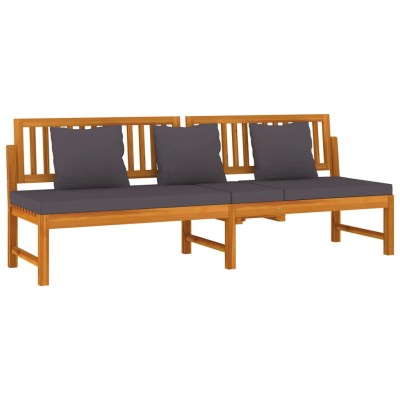 Sofá cama con cojín madera maciza acacia gris 200x60x75 cm