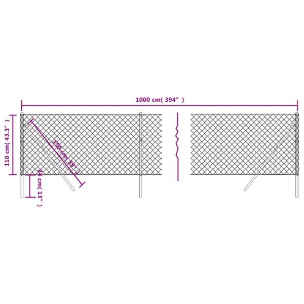 Cerca de alambre gris antracita 1,1x10 m