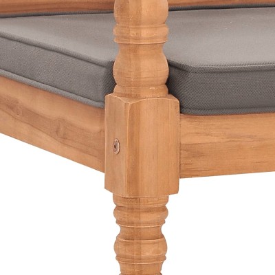 Banco Batavia madera maciza de teca con cojín gris oscuro 120cm