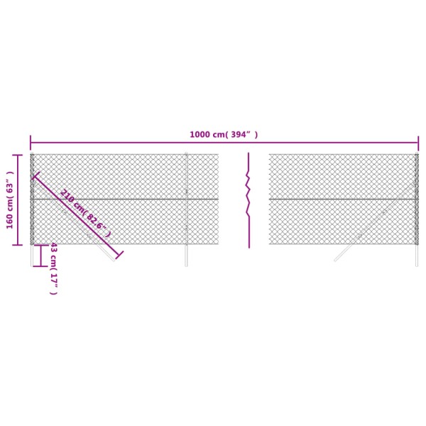 Cerca de alambre gris antracita 1,6x10 m