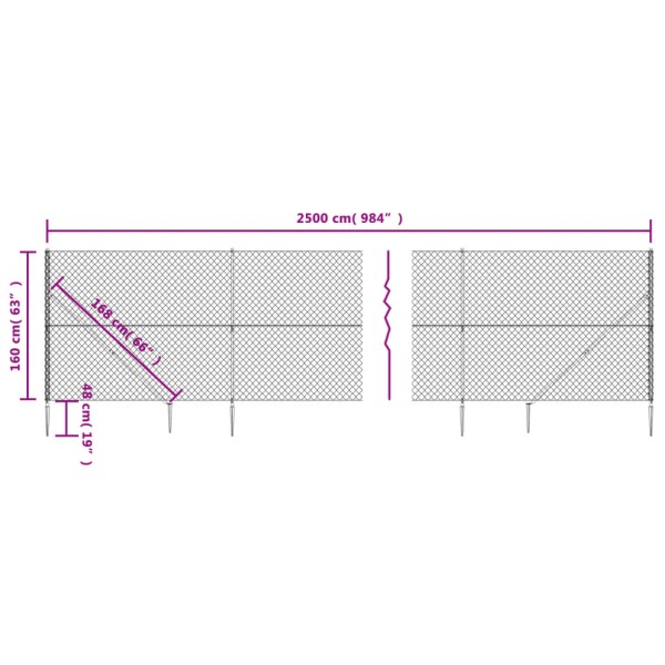 Cerca de alambre con pinchos de anclaje gris antracita 1,6x25 m