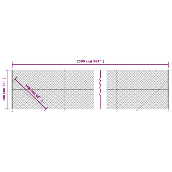 Cerca de alambre con brida gris antracita 1,6x25 m