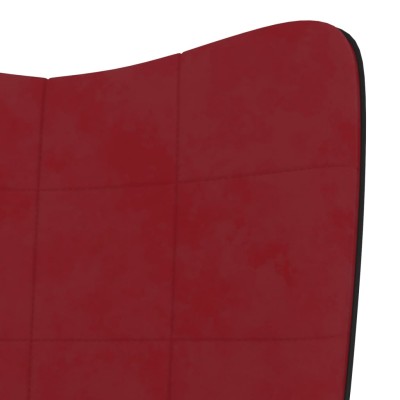 Silla de relajación con reposapiés terciopelo y PVC rojo tinto