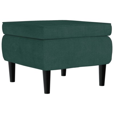 Taburete con patas de madera terciopelo verde oscuro