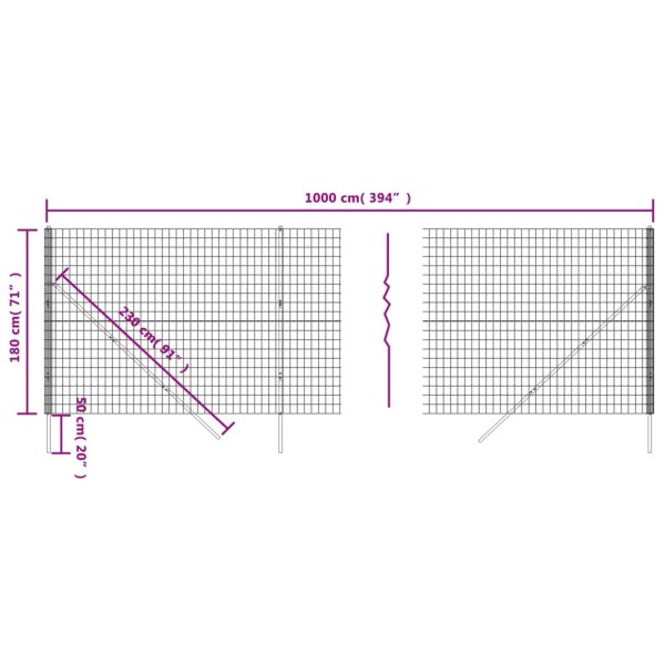 Cerca de alambre de acero galvanizado verde 1,8x10 m