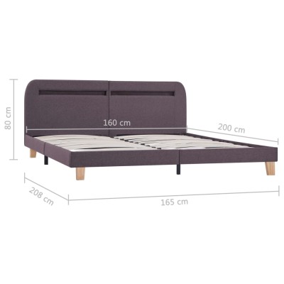 Estructura de cama con LED tela gris topo 160x200 cm