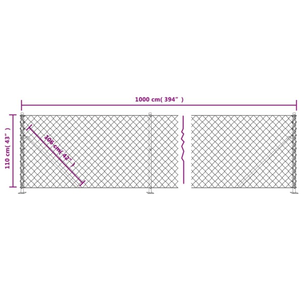 Cerca de alambre con brida plateada 1,1x10 m