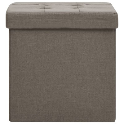 Taburete de almacenaje plegable 2 uds lino sintético gris taupe