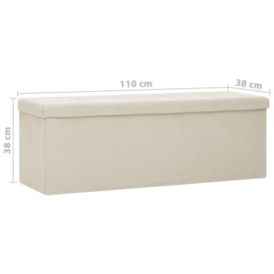 Banco de almacenamiento plegable lino sintético crema blanco