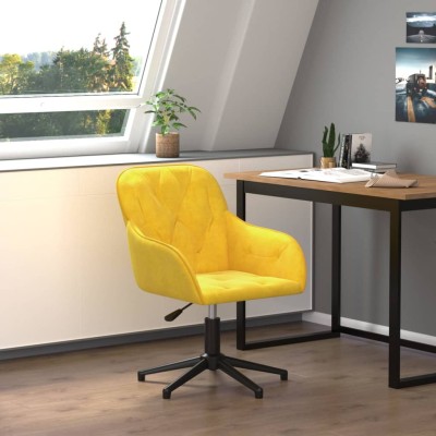 Silla de oficina giratoria de terciopelo amarillo