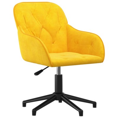 Silla de oficina giratoria de terciopelo amarillo