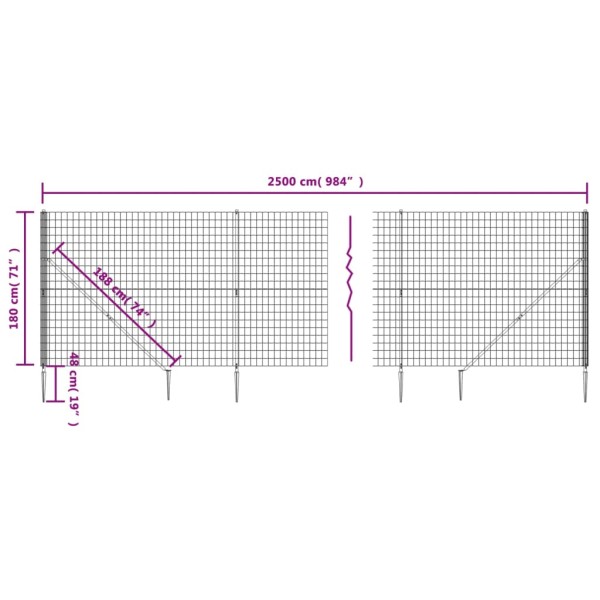 Cerca de alambre con pinchos de anclaje verde 1,8x25 m