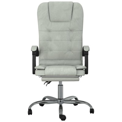 Silla de oficina reclinable con masaje terciopelo gris claro