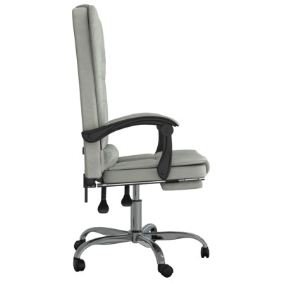 Silla de oficina reclinable con masaje terciopelo gris claro