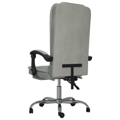 Silla de oficina reclinable con masaje terciopelo gris claro