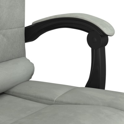 Silla de oficina reclinable con masaje terciopelo gris claro