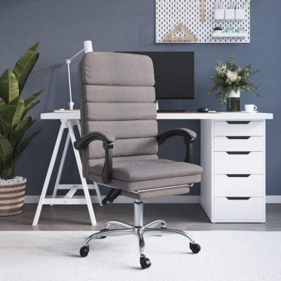 Silla de oficina reclinable con masaje tela gris taupé