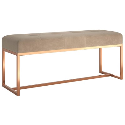 Banco de terciopelo beige 110x36x45 cm