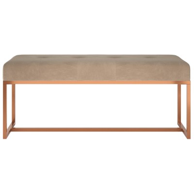 Banco de terciopelo beige 110x36x45 cm