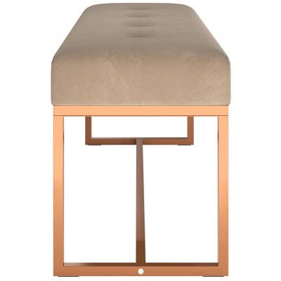 Banco de terciopelo beige 110x36x45 cm