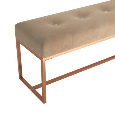 Banco de terciopelo beige 110x36x45 cm