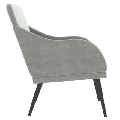 Sillón de terciopelo gris claro 63x76x80 cm