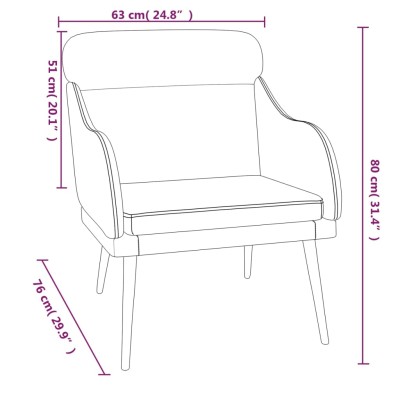 Sillón de terciopelo gris claro 63x76x80 cm