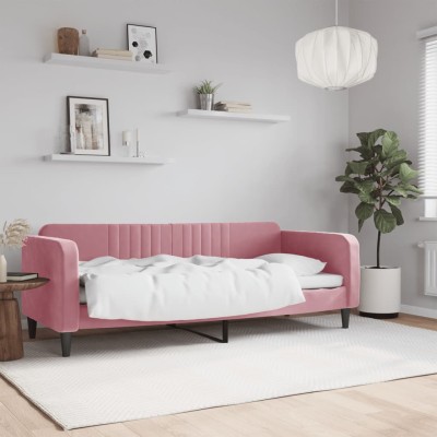 Sofá cama terciopelo rosa 80x200 cm