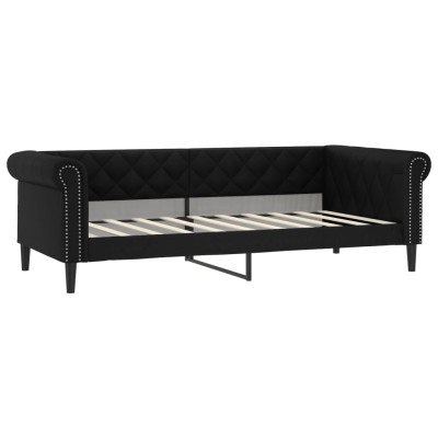 Sofá cama cuero sintético negro 90x190 cm