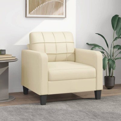 Sillón cuero sintético crema 60 cm