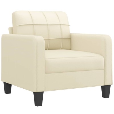 Sillón cuero sintético crema 60 cm