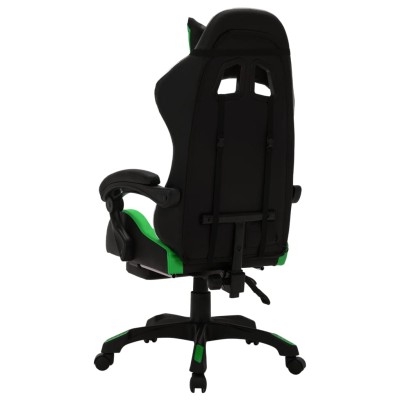 Silla gaming con luces LED RGB cuero sintético verde y negro