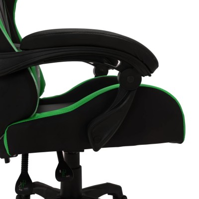 Silla gaming con luces LED RGB cuero sintético verde y negro