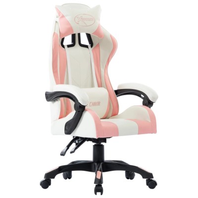 Silla gaming de cuero sintético rosa