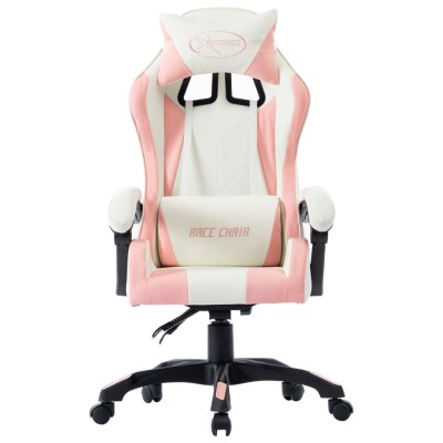 Silla gaming de cuero sintético rosa