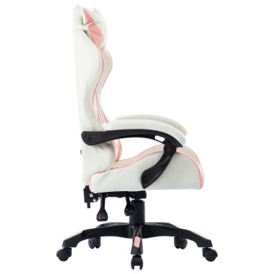 Silla gaming de cuero sintético rosa