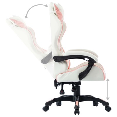 Silla gaming de cuero sintético rosa