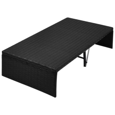 Cama de jardín con toldo ratán sintético negro 190x130 cm