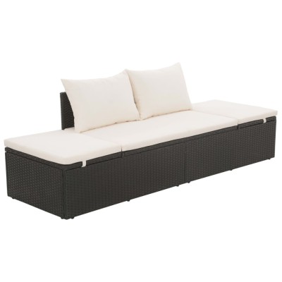 Cama de jardín 195x60 cm ratán sintético negro