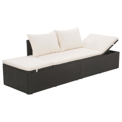 Cama de jardín 195x60 cm ratán sintético negro