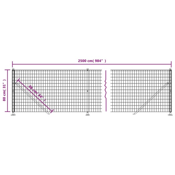 Cerca de alambre con brida gris antracita 0,8x25 m