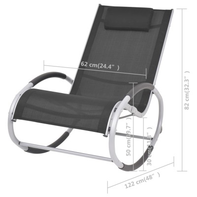 Silla mecedora de jardín de textilene negro