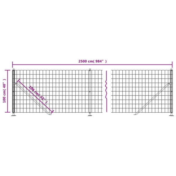 Cerca de alambre con brida gris antracita 1x25 m