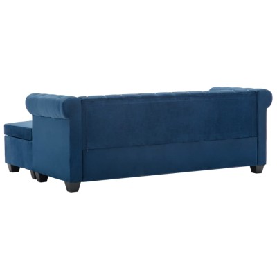 Sofá chesterfield forma de L de terciopelo 199x142x72 cm azul