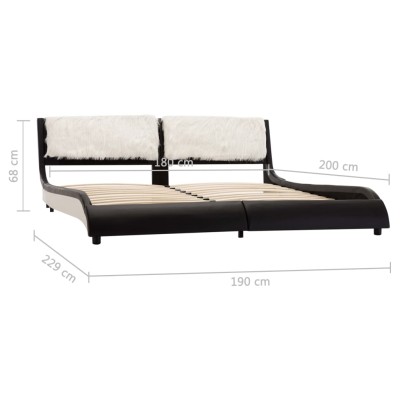 Estructura cama con LED cuero sintético negro blanco 180x200 cm