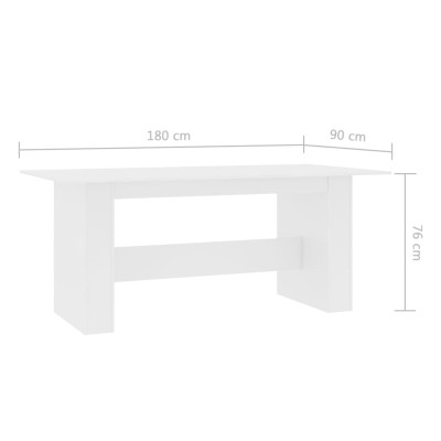 Mesa de comedor de madera de ingeniería blanco 180x90x76 cm