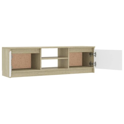 Mueble de TV de aglomerado blanco roble Sonoma 120x30x35,5 cm