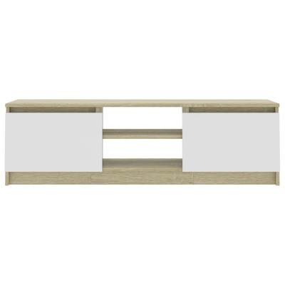 Mueble de TV de aglomerado blanco roble Sonoma 120x30x35,5 cm